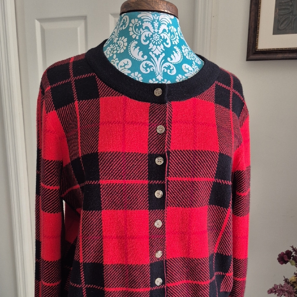 Plaid Button-Up Sweater